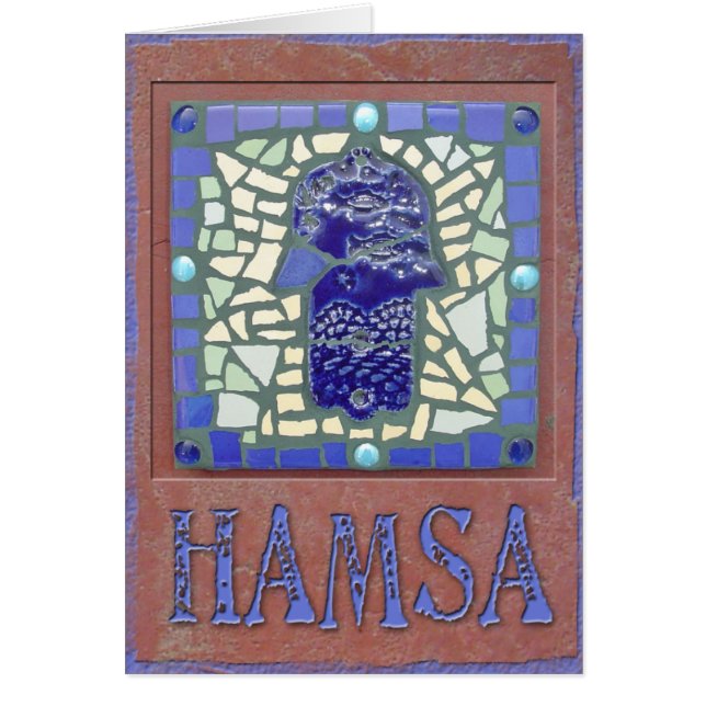 Judaica: Mosaic Ggloing Hamsa (Voorkant)