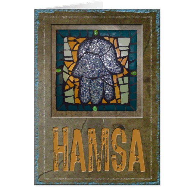 Judaica: Mosaic Hamsa w/ Cement Background (Voorkant)