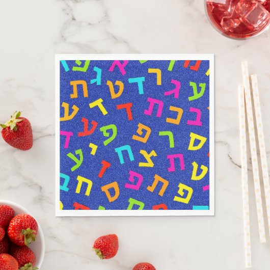 Judaica Napkins - Tableware - Hebrew Letters  Servet (Insitu)