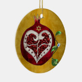 judaica, pomegranaat, pomegranaat+hart,hanukkah,le keramisch ornament (Rechts)