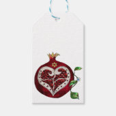 Judaica Pomegranate Heart Hanukkah Rosh Hashanah Cadeaulabel (Voorkant)