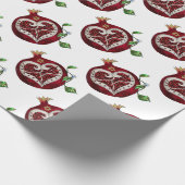 Judaica Pomegranate Heart Hanukkah Rosh Hashanah Cadeaupapier (Hoek)