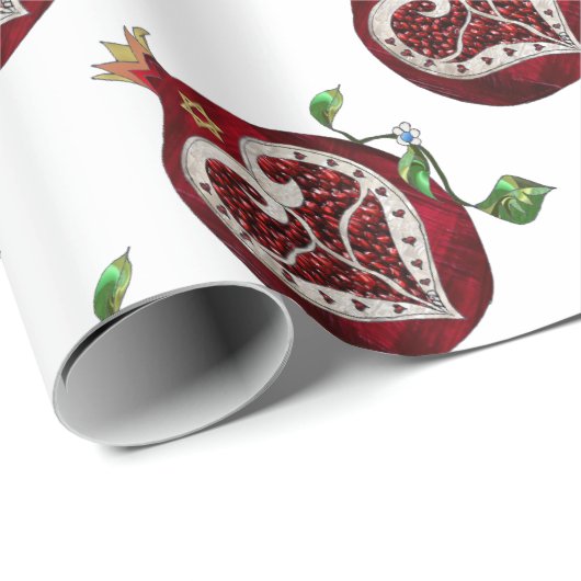 Judaica Pomegranate Heart Hanukkah Rosh Hashanah Cadeaupapier (Rol Hoek)
