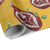 Judaica Pomegranate Heart Hanukkah Rosh Hashanah Cadeaupapier (Rol Hoek)