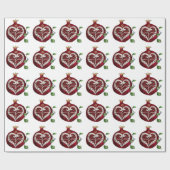 Judaica Pomegranate Heart Hanukkah Rosh Hashanah Cadeaupapier (Vlak)