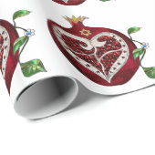 Judaica Pomegranate Heart Hanukkah Rosh Hashanah Cadeaupapier (Rol Hoek)