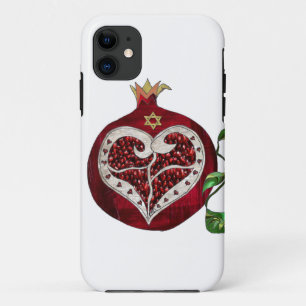Judaica Pomegranate Heart Hanukkah Rosh Hashanah iPhone 11 Hoesje