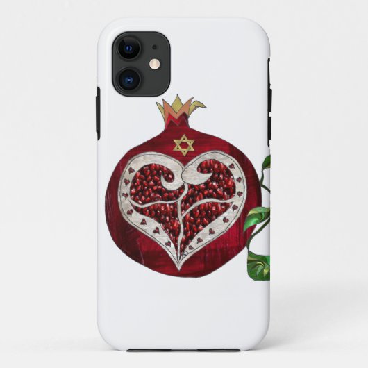 Judaica Pomegranate Heart Hanukkah Rosh Hashanah Case-Mate iPhone Case (Achterkant)