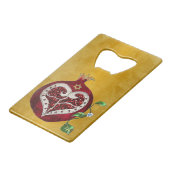 Judaica Pomegranate Heart Hanukkah Rosh Hashanah Creditkaart Flessenopener (Voorkant Gekanteld)
