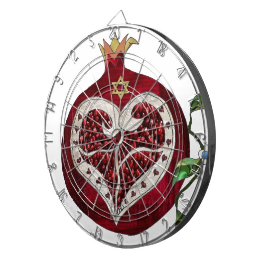 Judaica Pomegranate Heart Hanukkah Rosh Hashanah Dartbord (Voorkant Rechts)