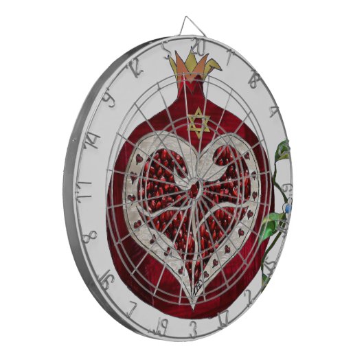 Judaica Pomegranate Heart Hanukkah Rosh Hashanah Dartbord (Voorkant Links)