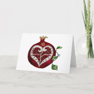 Judaica Pomegranate Heart Hanukkah Rosh Hashanah Feestdagen Kaart