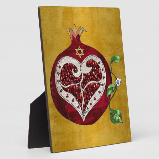 Judaica Pomegranate Heart Hanukkah Rosh Hashanah Fotoplaat (Zijkant)
