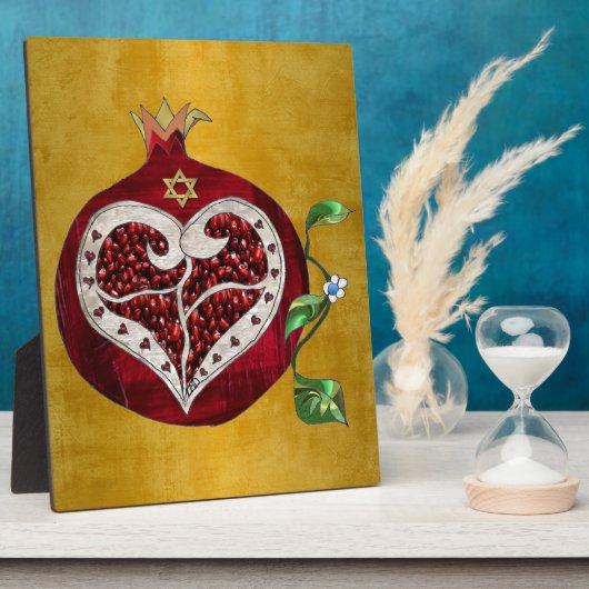 Judaica Pomegranate Heart Hanukkah Rosh Hashanah Fotoplaat (Zijkant)