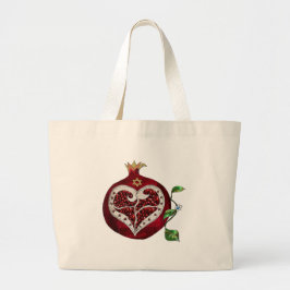 Judaica Pomegranate Heart Hanukkah Rosh Hashanah Grote Tote Bag