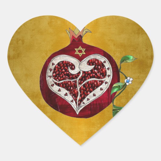 Judaica Pomegranate Heart Hanukkah Rosh Hashanah Hart Sticker (Voorkant)