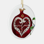 Judaica Pomegranate Heart Hanukkah Rosh Hashanah Keramisch Ornament (Rechts)