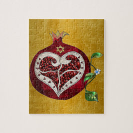 Judaica Pomegranate Heart Hanukkah Rosh Hashanah Legpuzzel