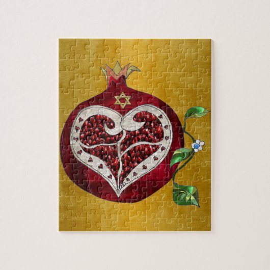 Judaica Pomegranate Heart Hanukkah Rosh Hashanah Legpuzzel (Verticaal)