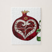 Judaica Pomegranate Heart Hanukkah Rosh Hashanah Legpuzzel (Verticaal)