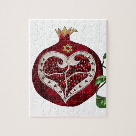 Judaica Pomegranate Heart Hanukkah Rosh Hashanah Legpuzzel (Verticaal)