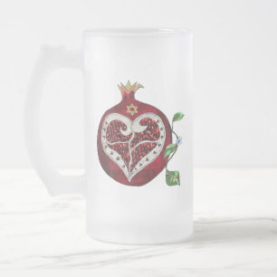 Judaica Pomegranate Heart Hanukkah Rosh Hashanah Matglas Bierpul