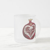 Judaica Pomegranate Heart Hanukkah Rosh Hashanah Matglas Koffiemok (Voorkant rechts)