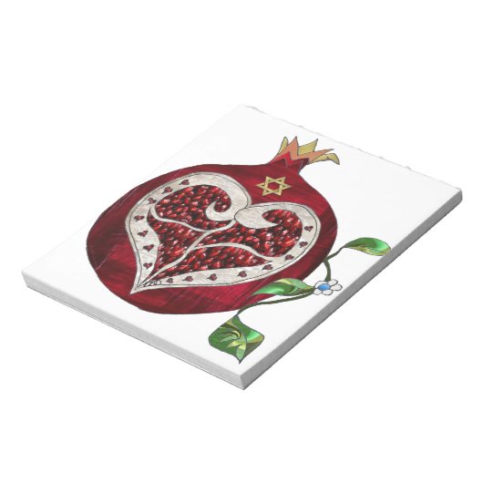 Judaica Pomegranate Heart Hanukkah Rosh Hashanah Notitieblok (Linkerzijde)