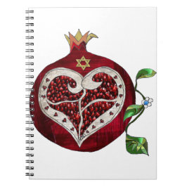 Judaica Pomegranate Heart Hanukkah Rosh Hashanah Notitieboek