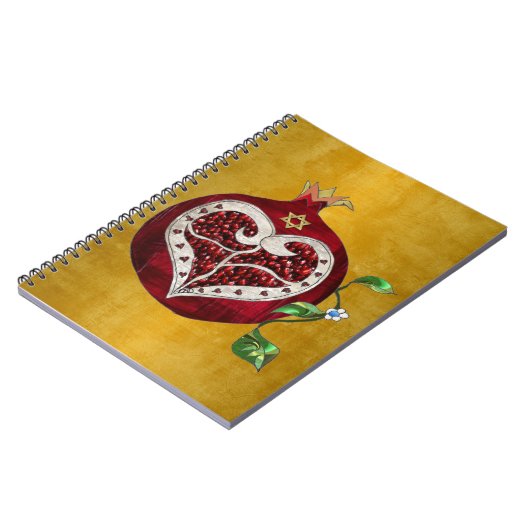 Judaica Pomegranate Heart Hanukkah Rosh Hashanah Notitieboek (Linkerzijde)