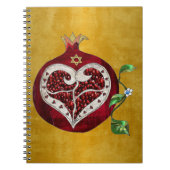 Judaica Pomegranate Heart Hanukkah Rosh Hashanah Notitieboek (Voorkant)