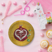 Judaica Pomegranate Heart Hanukkah Rosh Hashanah Papieren Bordje (Feest)