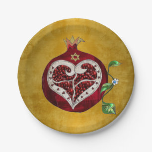 Judaica Pomegranate Heart Hanukkah Rosh Hashanah Papieren Bordje