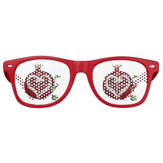 Judaica Pomegranate Heart Hanukkah Rosh Hashanah Retro Zonnebril (Voorkant)