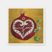 Judaica Pomegranate Heart Hanukkah Rosh Hashanah Servetten (Voorkant)