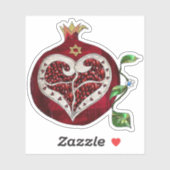 Judaica Pomegranate Heart Hanukkah Rosh Hashanah Sticker (Vel)