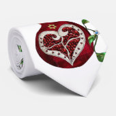 Judaica Pomegranate Heart Hanukkah Rosh Hashanah Stropdas (Opgerold)