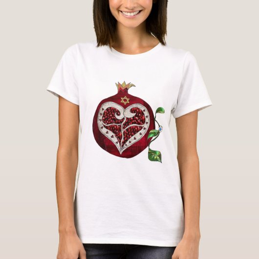 Judaica Pomegranate Heart Hanukkah Rosh Hashanah T-shirt (Voorkant)
