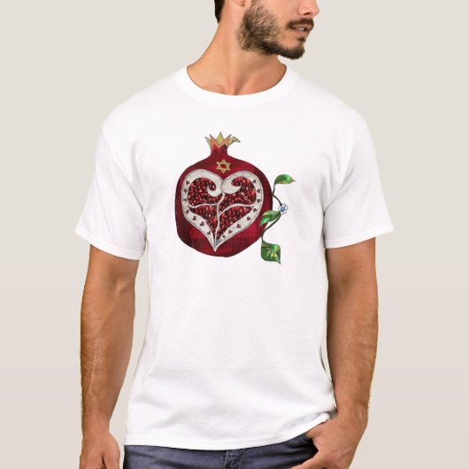 Judaica Pomegranate Heart Hanukkah Rosh Hashanah T-shirt (Voorkant)