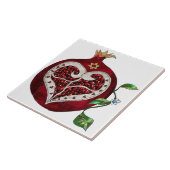 Judaica Pomegranate Heart Hanukkah Rosh Hashanah Tegeltje (Zijkant)