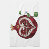Judaica Pomegranate Heart Hanukkah Rosh Hashanah Theedoek (Verticaal)