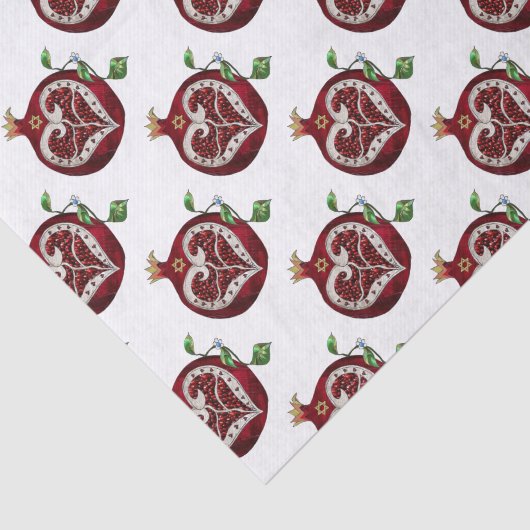 Judaica Pomegranate Heart Hanukkah Rosh Hashanah Tissuepapier (Detail)