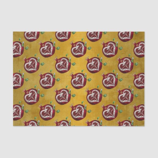 Judaica Pomegranate Heart Hanukkah Rosh Hashanah Tissuepapier (Voorkant)