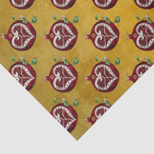 Judaica Pomegranate Heart Hanukkah Rosh Hashanah Tissuepapier (Detail)