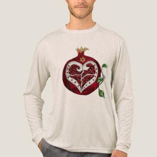 Judaica Pomegranate Heart Hanukkah Rosh Hashanah Tri-Blend Shirt