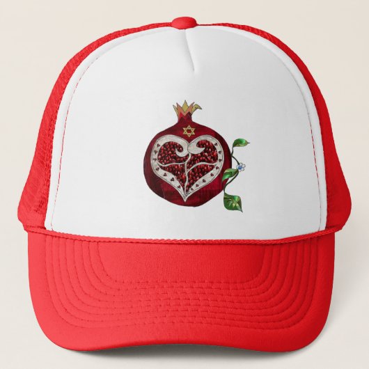 Judaica Pomegranate Heart Hanukkah Rosh Hashanah Trucker Pet (Voorkant)