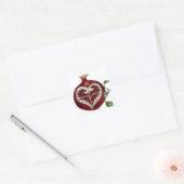 Judaica Pomegranate Heart Hanukkah Rosh Hashanah Vierkante Sticker (Envelop)