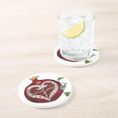 Judaica Pomegranate Heart Hanukkah Rosh Hashanah Zandsteen Onderzetter (Zijkant)