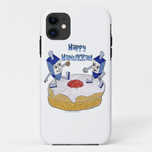 Judaica Prettig Hanukka Dansende Dreidels Donut iPhone 11 Hoesje
