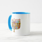 Judaica Prettig Hanukka Driehoek Menora Mok (Voorkant links)